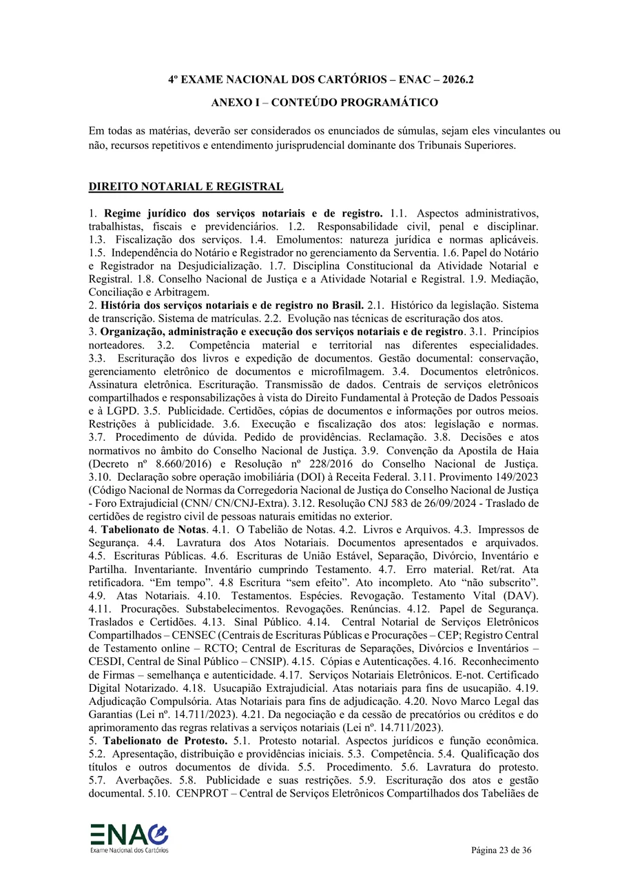 Página oficial do Anexo I do ENAC 2026.2