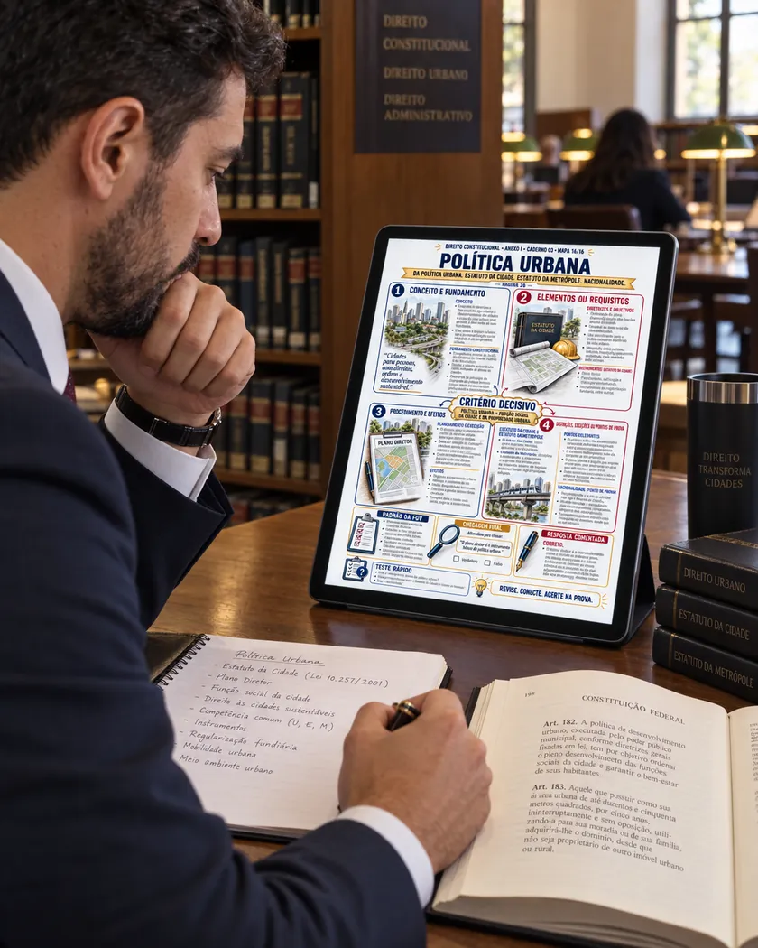 Candidato revisando um mapa do ENAC no tablet